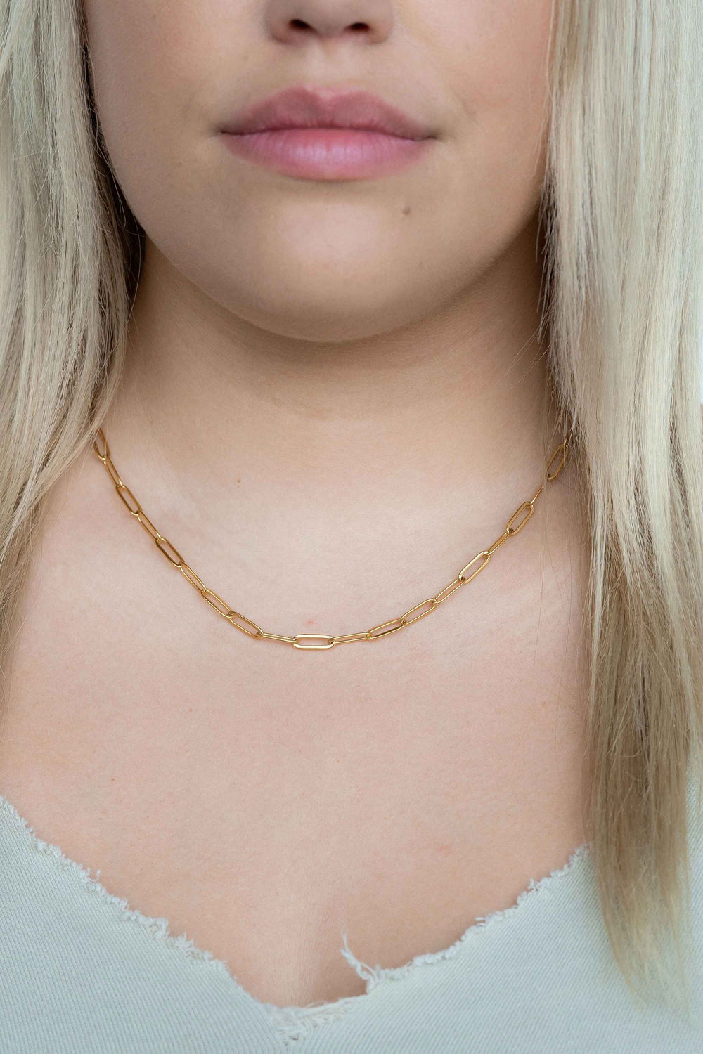 Gold 18" Luxe Paper Clip Chain
