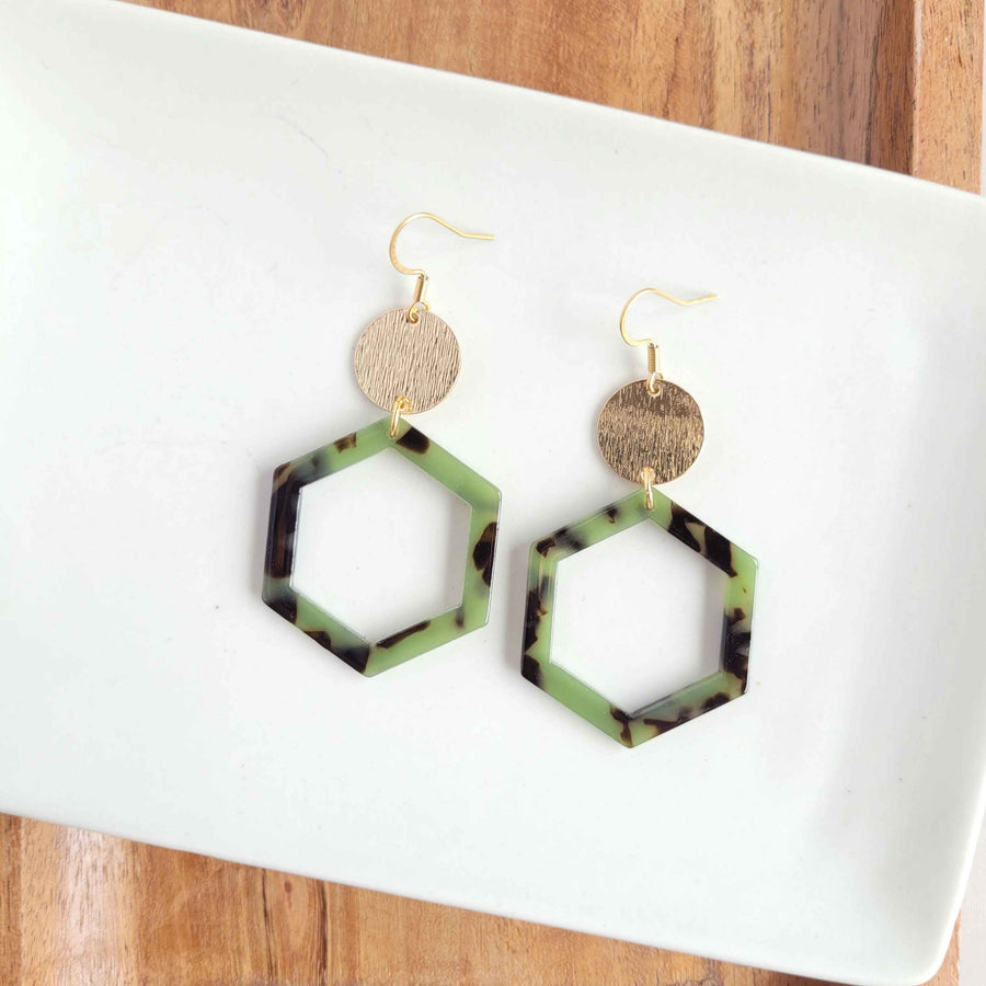 Lennox Olive Tortoise Earrings
