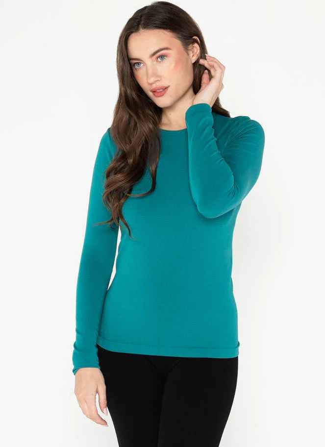 EMERALD BAMBOO CREW KNIT TOP