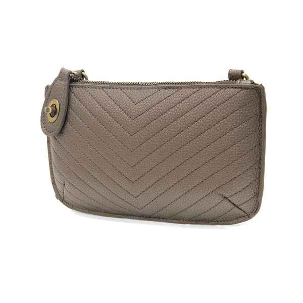 Pewter Chevron Quilted Crossbody Wristlet