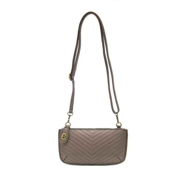 Pewter Chevron Quilted Crossbody Wristlet