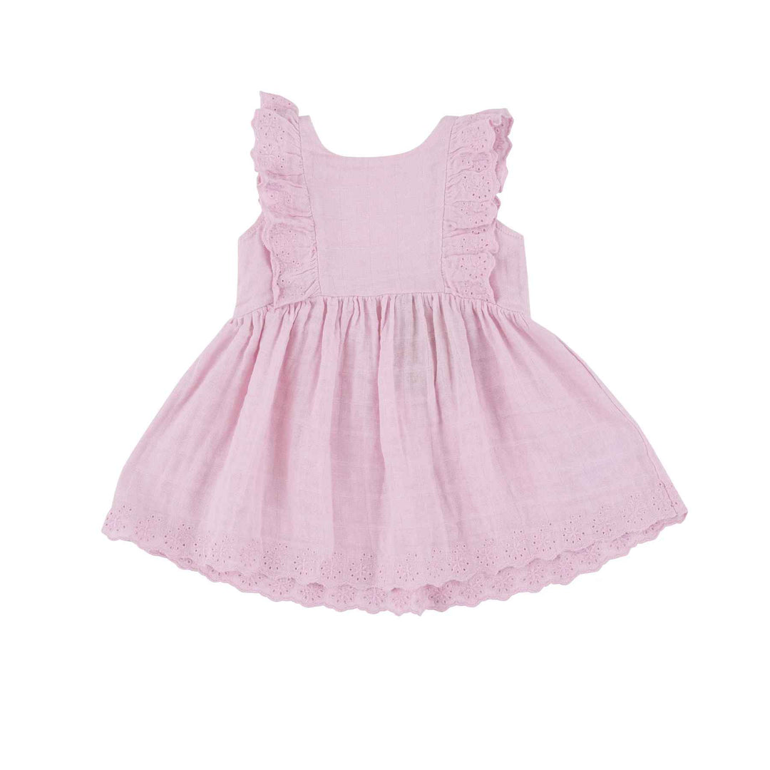 Ballet Pink Eyelet Edged Muslin Dress & Diaper Cover