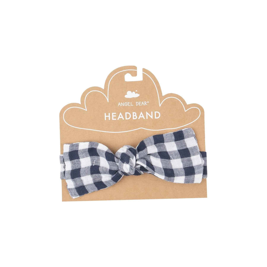 NAVY GINGHAM HEADBAND
