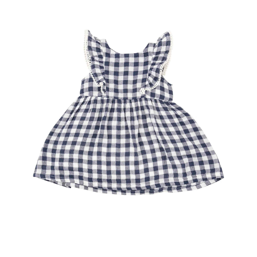 Toddler Navy Gingham Ruffle Dress