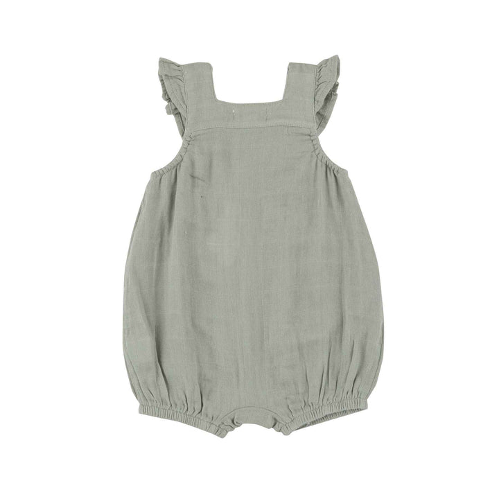 Desert Sage Smocked Front Overall Shortie