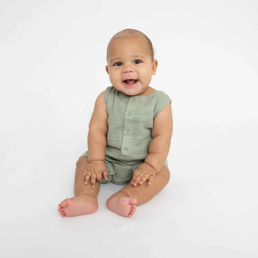 Desert Sage Muslin Shortie Romper