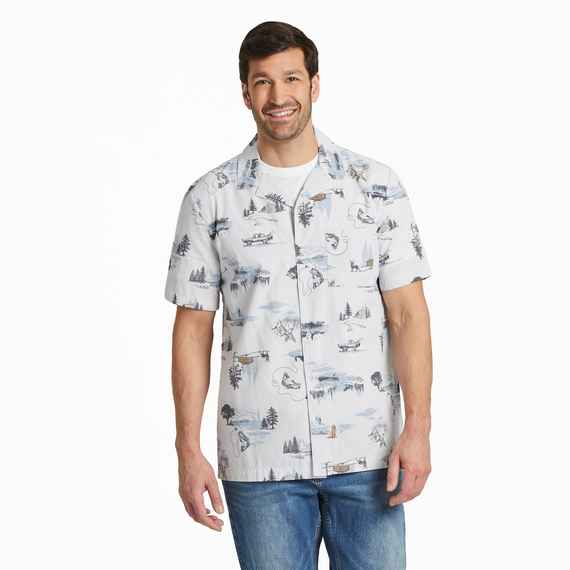 Men's Outdoor Fishing Landscape Camp Shirt