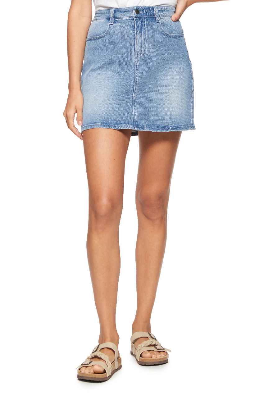 INEZ INDIGO DENIM KNIT SKIRT