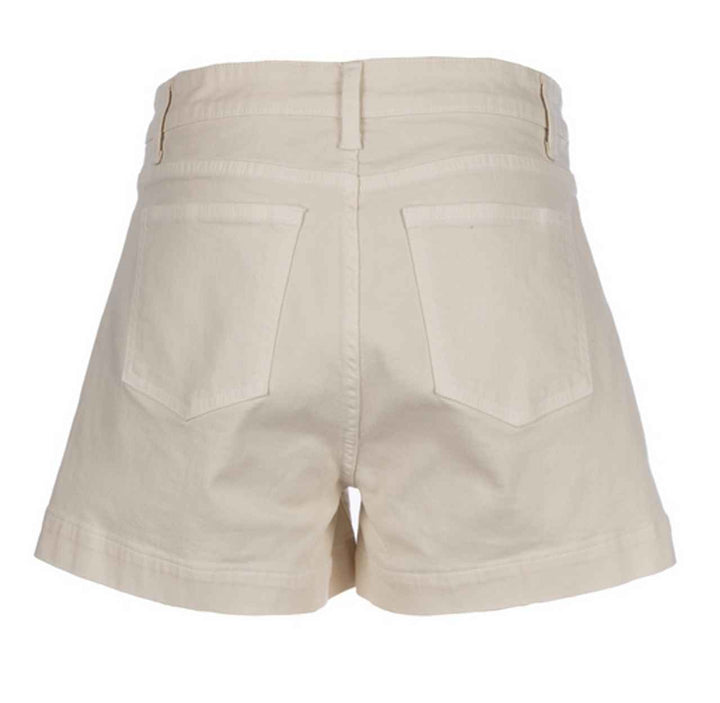 Jane Ecru High Rise Shorts With Pork Chop Pockets