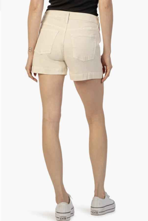 Jane Ecru High Rise Shorts With Pork Chop Pockets