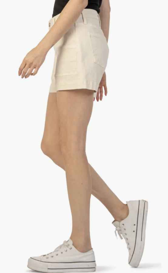 Jane Ecru High Rise Shorts With Pork Chop Pockets