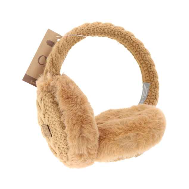 CARAMEL CABLE KNIT EARMUFFS
