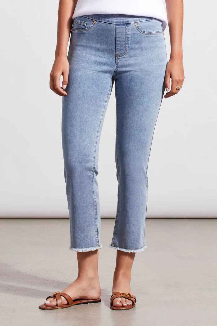 Audrey Vista Blue Straight Crop Pull On Pant