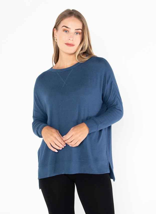 SEA BLUE COZY RELAXED FIT TOP
