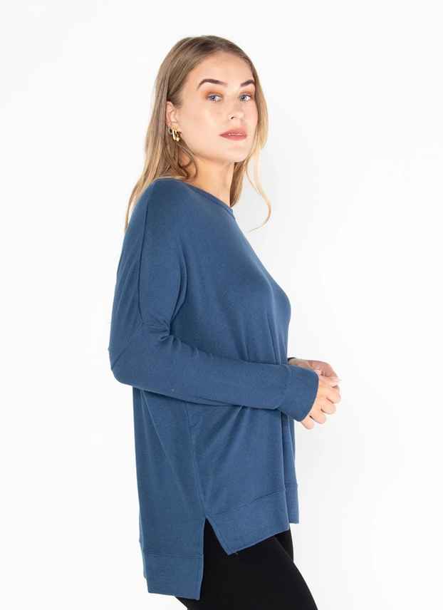 SEA BLUE COZY RELAXED FIT TOP
