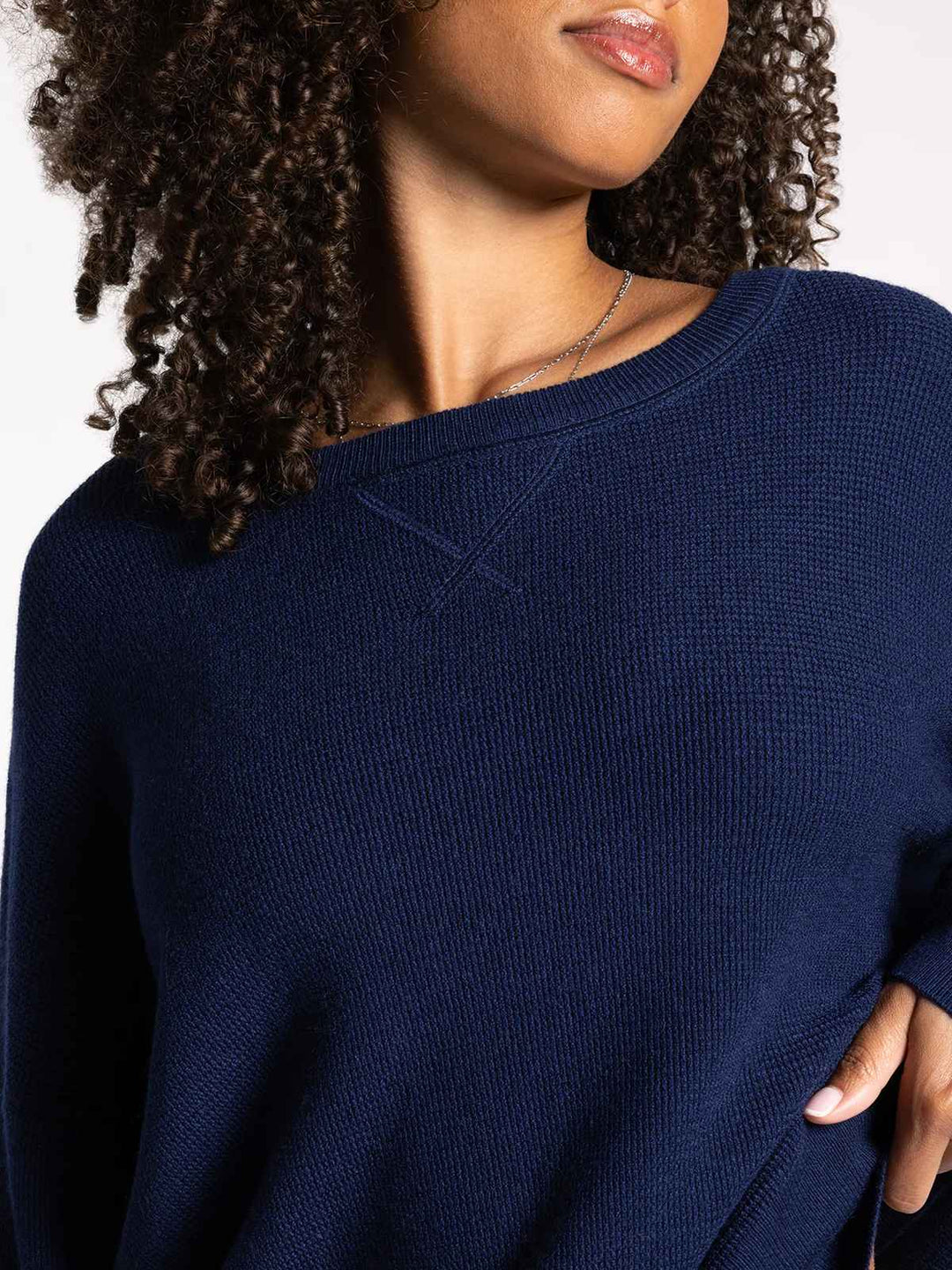 CALVIN NAVY WAFFLE KNIT TOP