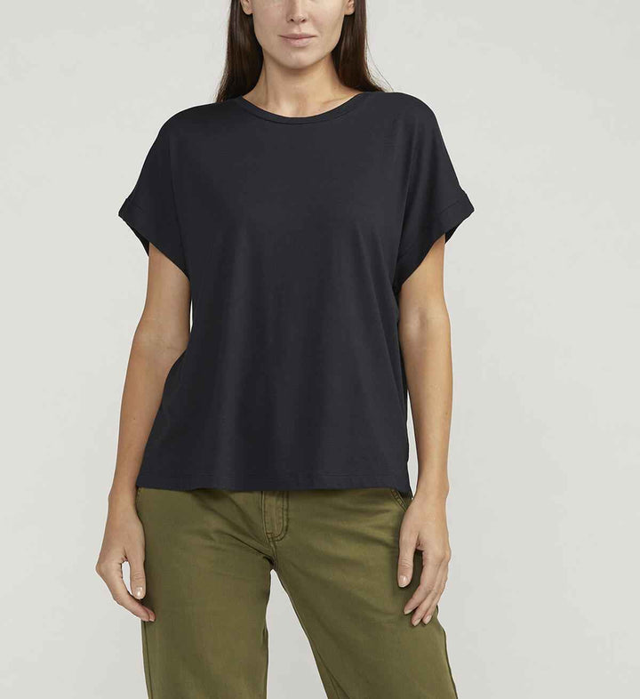 BLACK DRAPEY TEE