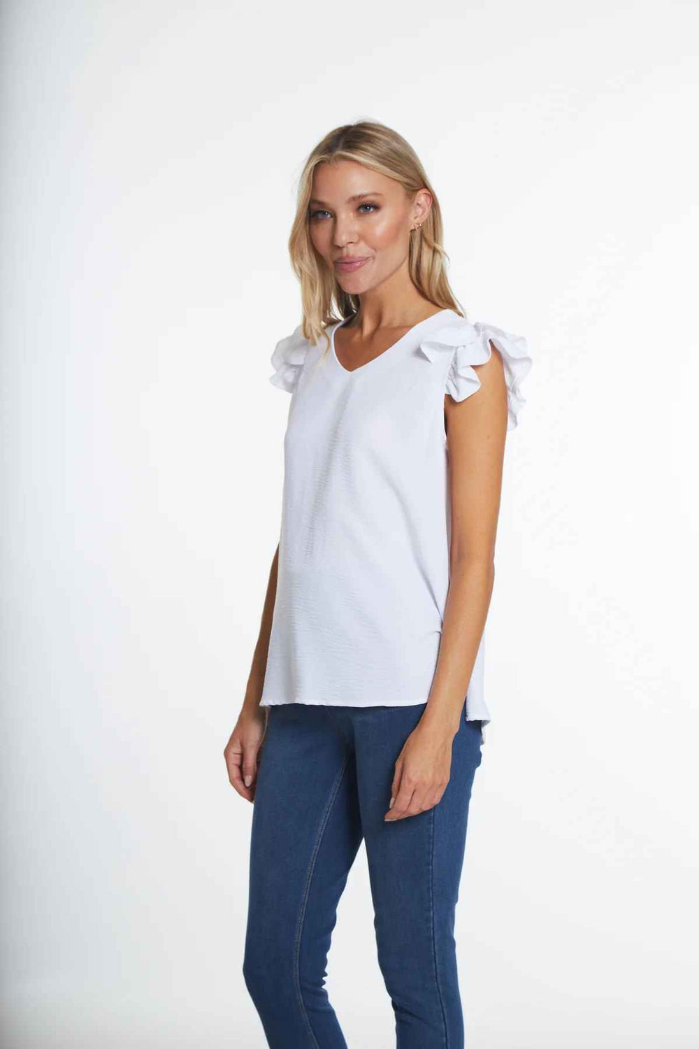 WHITE DOUBLE RUFFLE TOP
