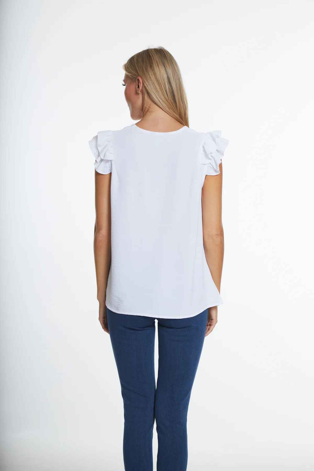 WHITE DOUBLE RUFFLE TOP