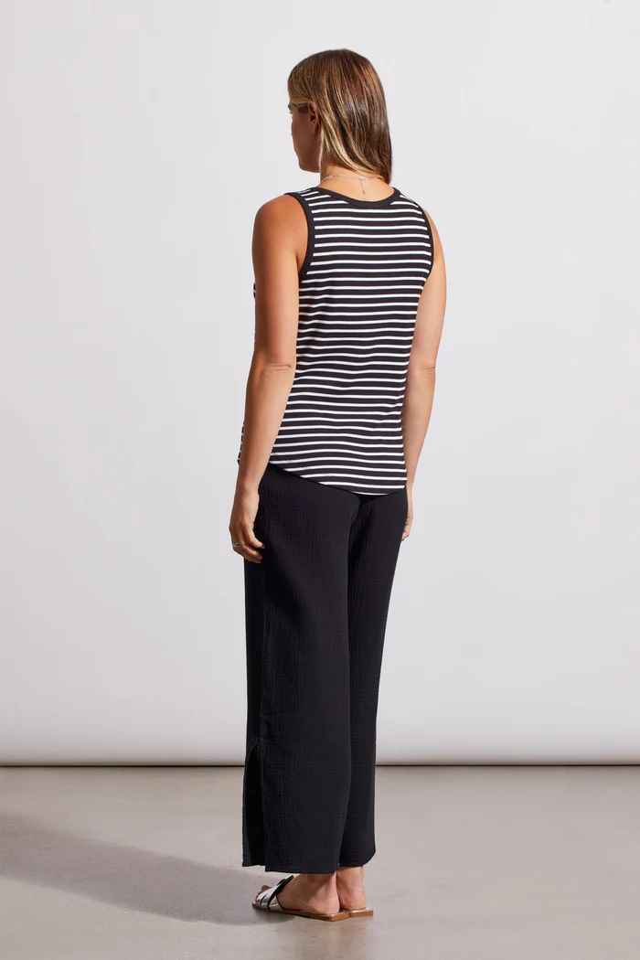 Black Stripe Henley Button Tank