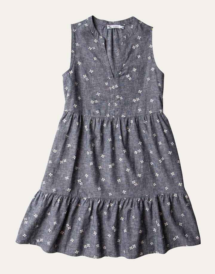 Nellie Navy Floral Linen Dress