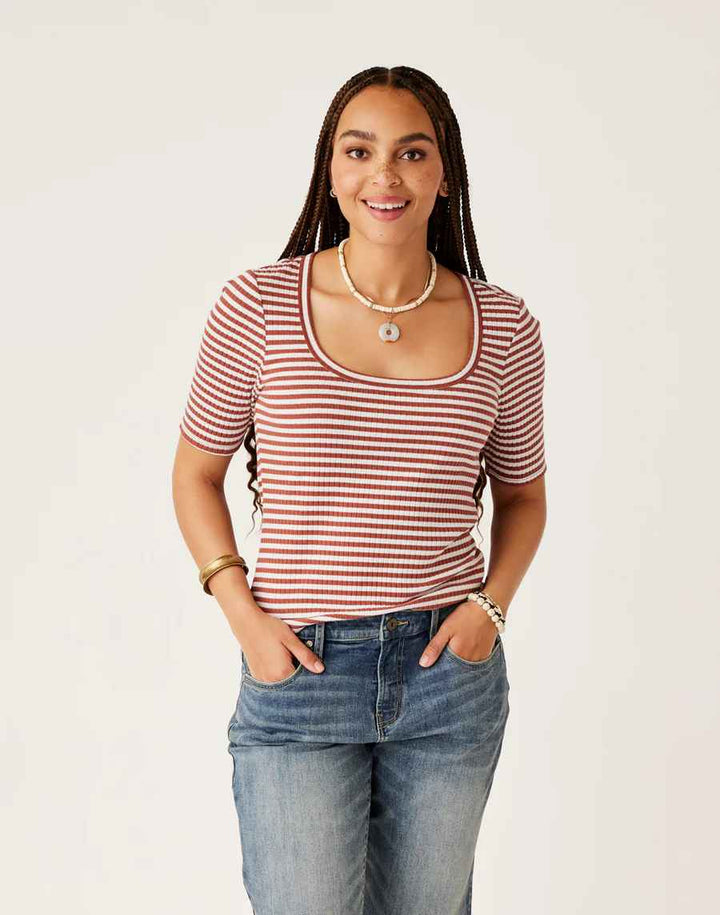 Asher Penny Stripe Rib Knit Top