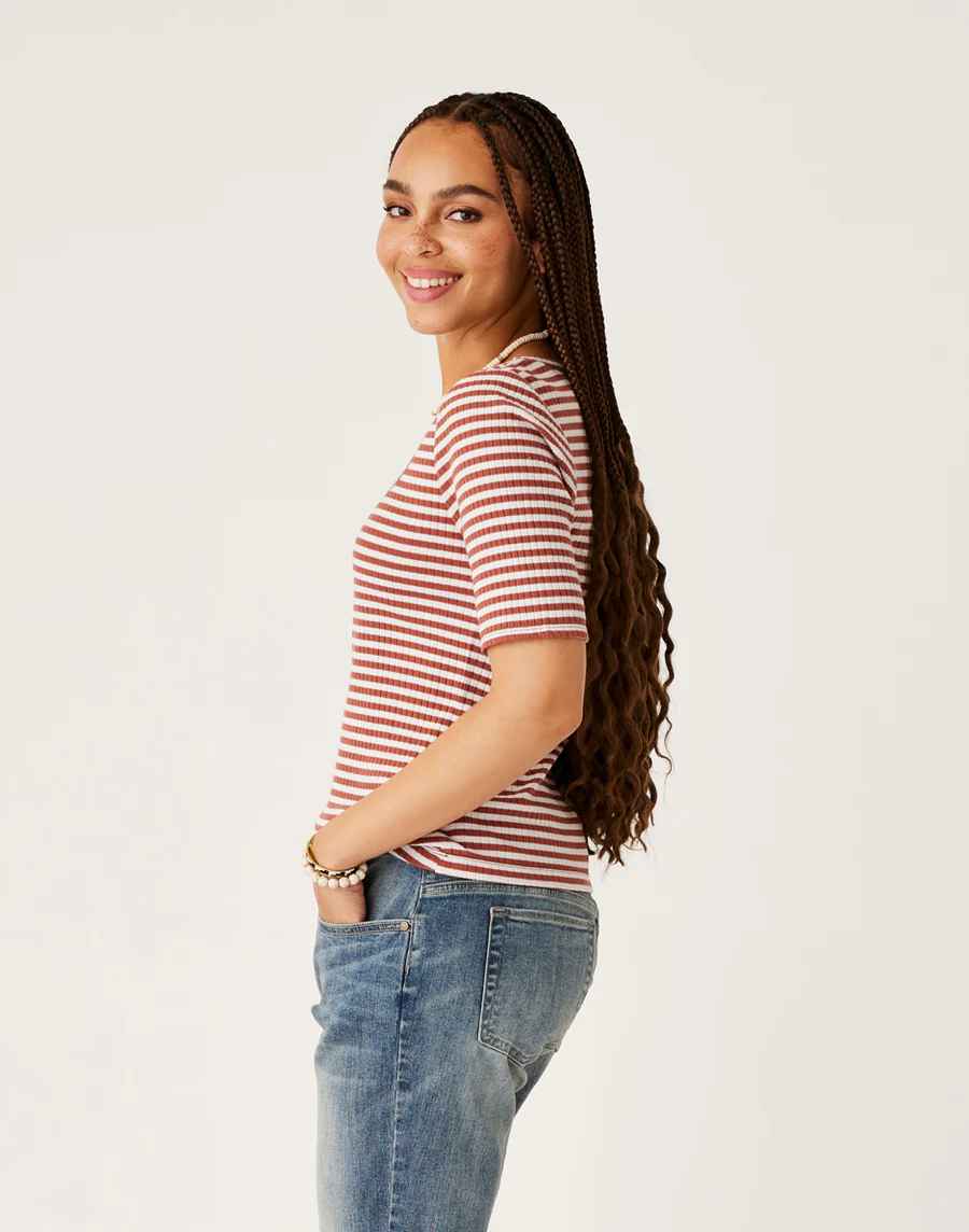 Asher Penny Stripe Rib Knit Top
