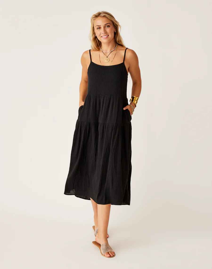 JACEY BLACK TEXTURED DRESS
