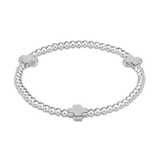 Sterling Signature Cross 3mm Bead Bracelet