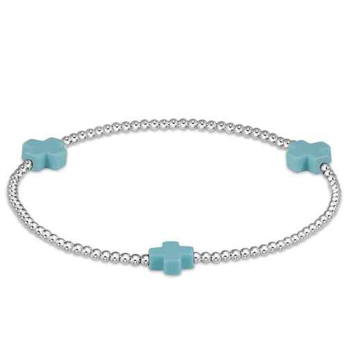 Extends-Sterling & Turquoise Signature Cross 3mm Bead
