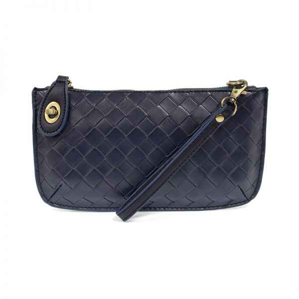 Navy Wide Woven Crossbody Wristlet