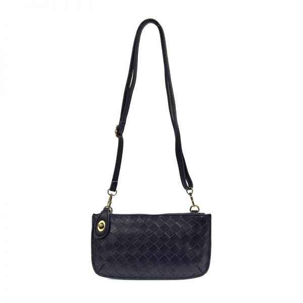 Navy Wide Woven Crossbody Wristlet