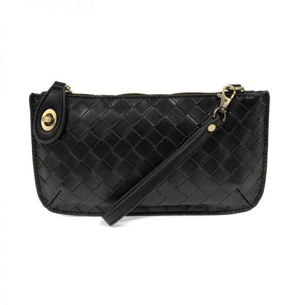 Black Wide Woven Crossbody Wristlet