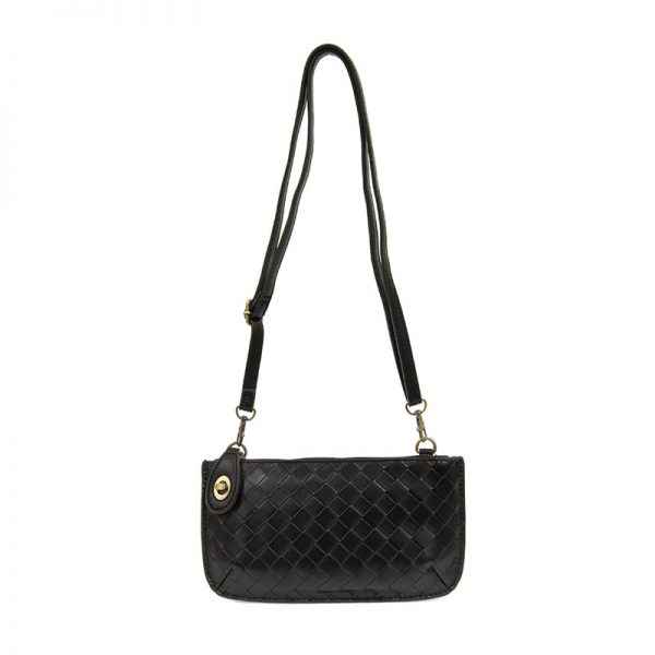 Black Wide Woven Crossbody Wristlet