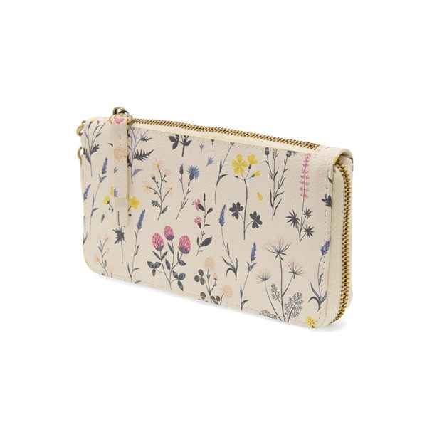 White Floral Chloe Zip Around Wallet Wristlet