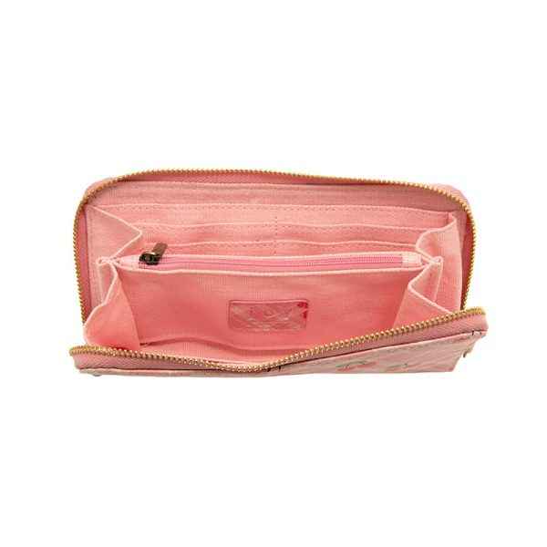 Cherries On Pink Plaid Chloe Zip Around Wallet