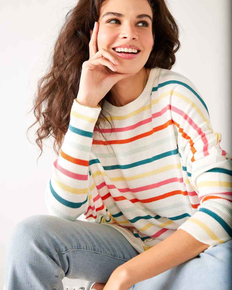 Rainbow Sherbet Stripe Catalina Crewneck Sweater