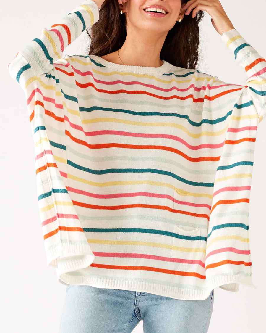 Rainbow Sherbet Stripe Catalina Crewneck Sweater
