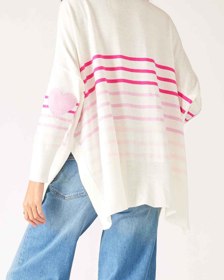 Pink Ombre Amour Sweater With Heart Patch