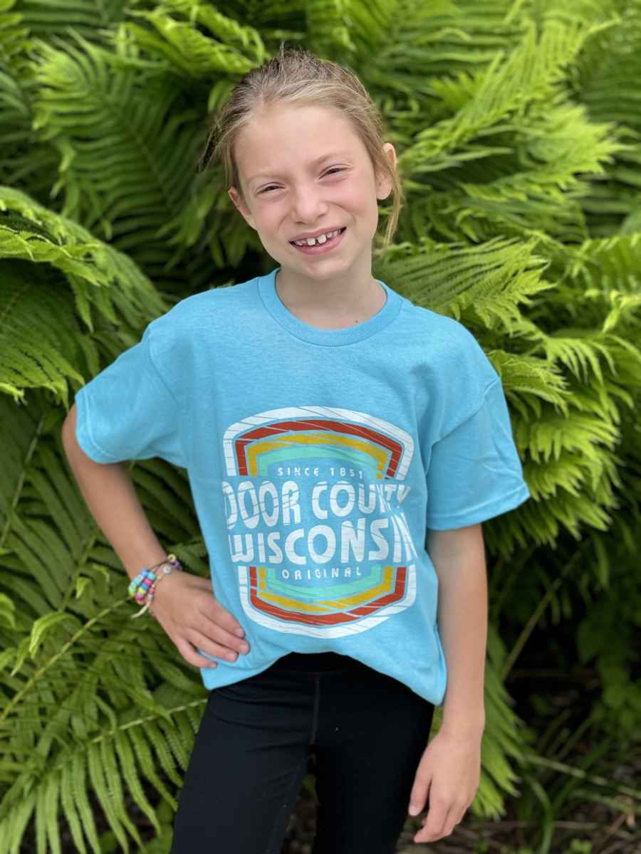 Youth Door County Multi Stripes Tee POOL BLUE