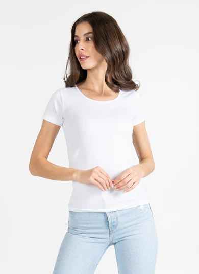 White Bamboo Short Sleeve Scoop Tee