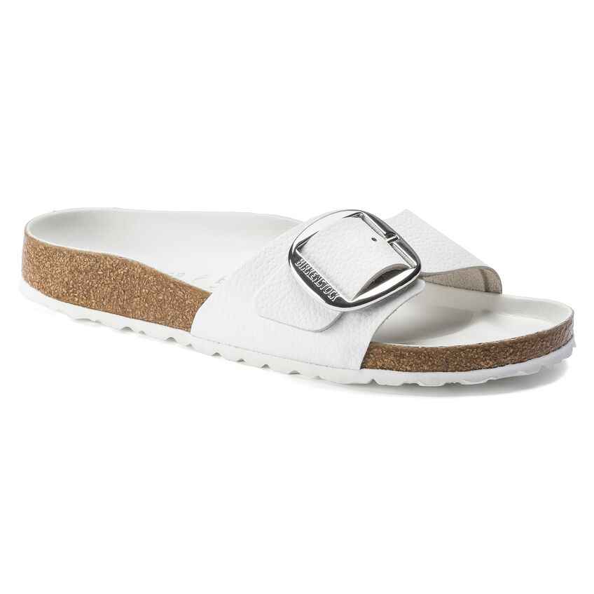 Madrid Big Buckle White Leather