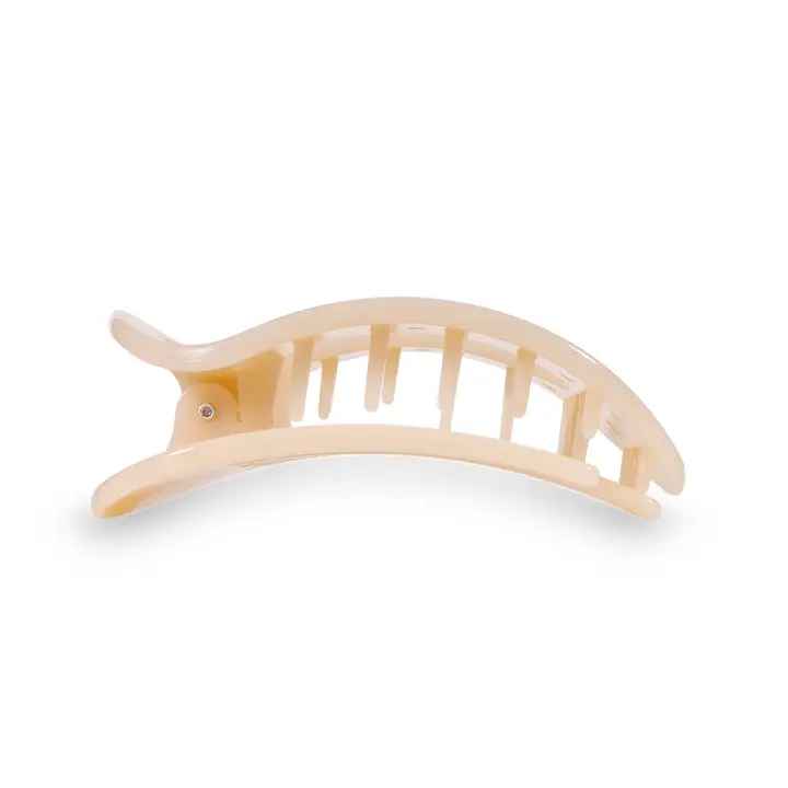 Almond Beige Small Flat Round Clip