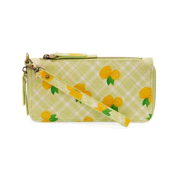 Lemons Plaid Chloe Zip Around Wallet Wristlet
