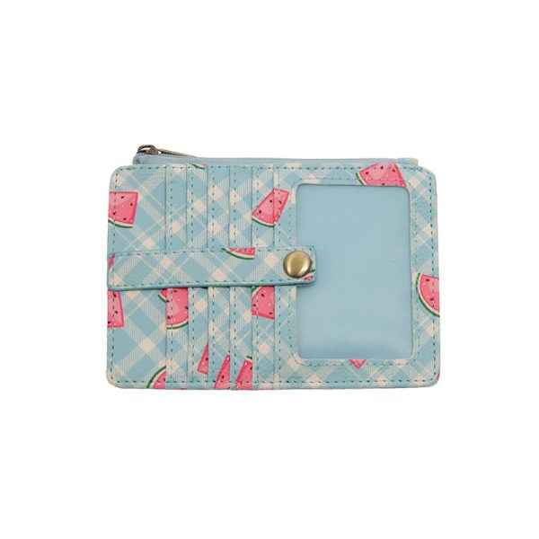 Watermelons Blue Plaid Penny Mini Travel Wallet