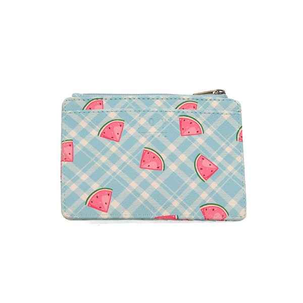 Watermelons Blue Plaid Penny Mini Travel Wallet