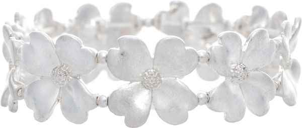 Silver Flower Petal Stretch Bracelet