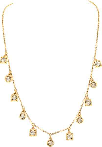 Gold Dainty Crystal Drops Necklace