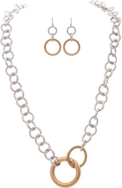 Two Tone Multi Circles Necklace
