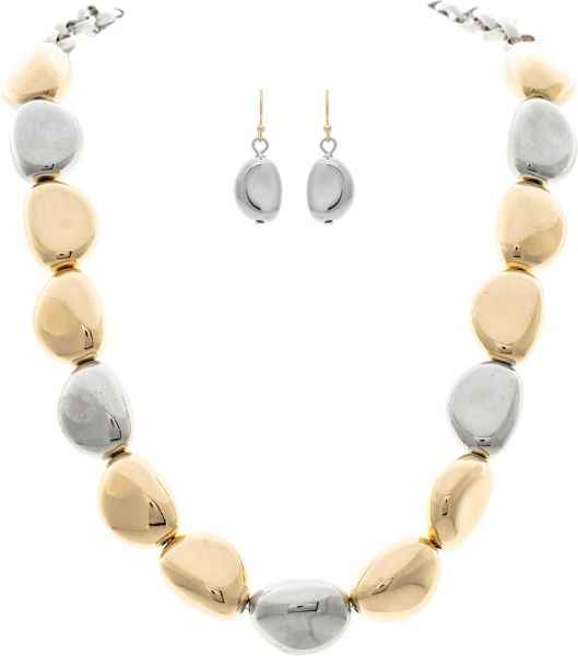 TWO TONE PEBBLE BEAD NECKLACE